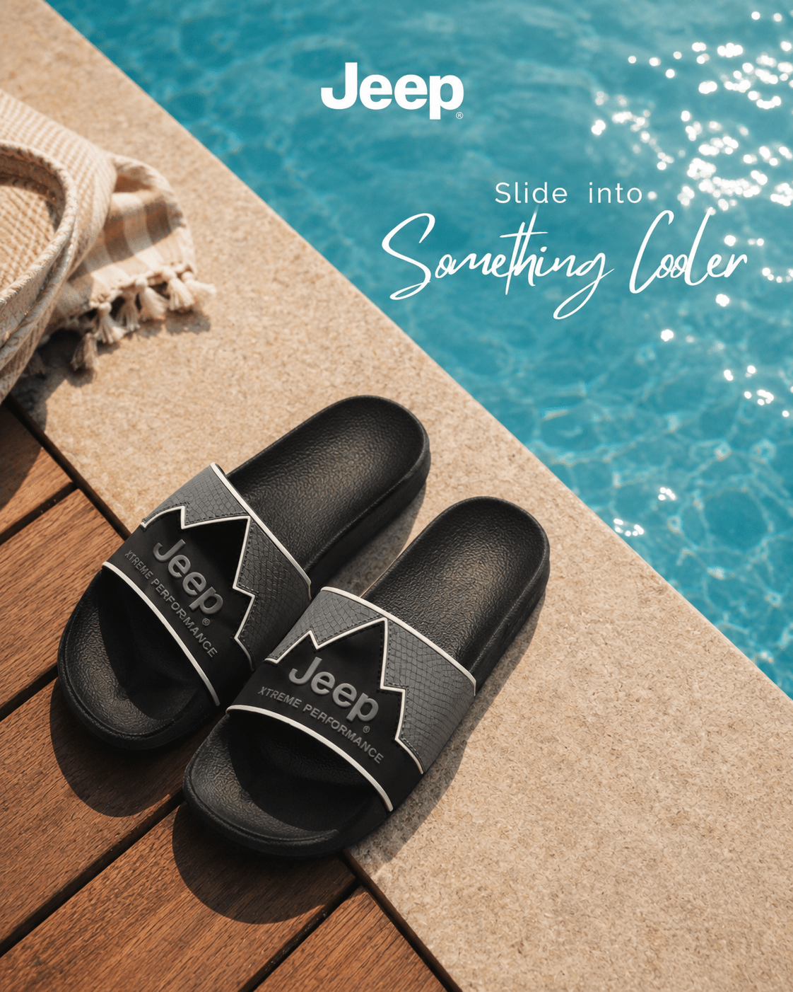 JEEP mens Premium outdoor slide BKGY — view 5