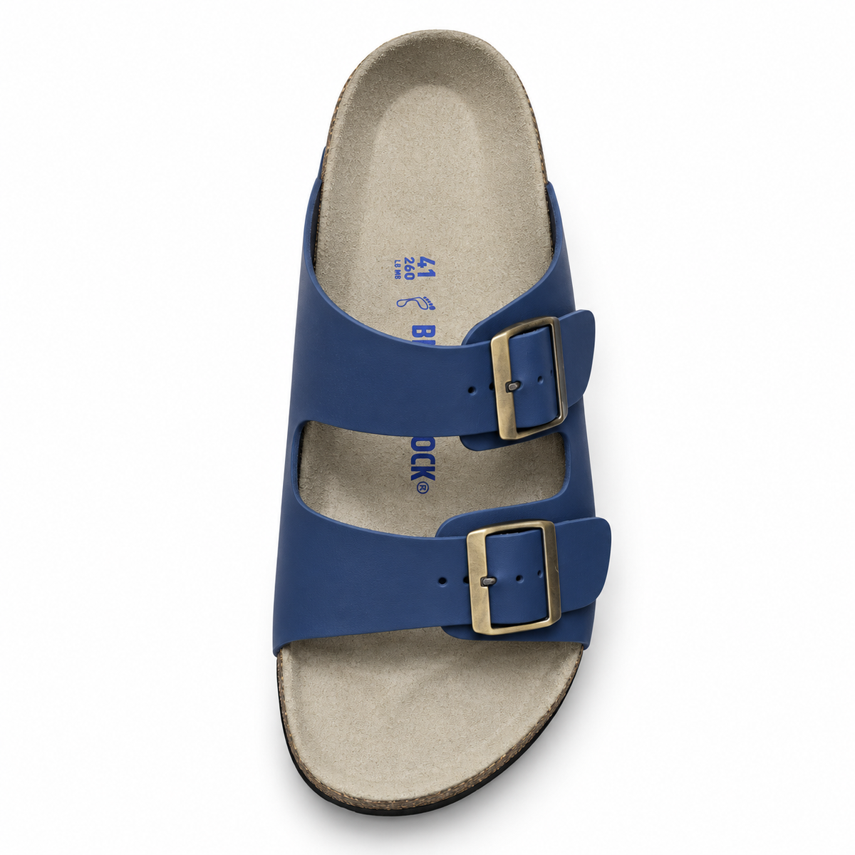 Dune Smooth Double-Buckle Sandals — Navy, top view