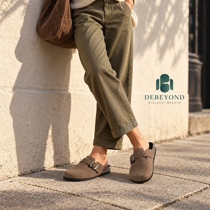 Haven Buckle Clogs — Mocha — styled on a woman, Debeyond lifestyle image 3