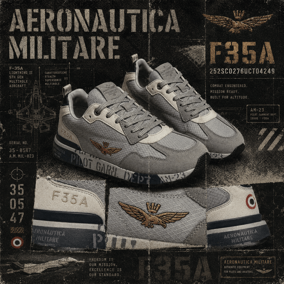 AERONAUTICA Militare F35A Men's sneakers GREY — view 6