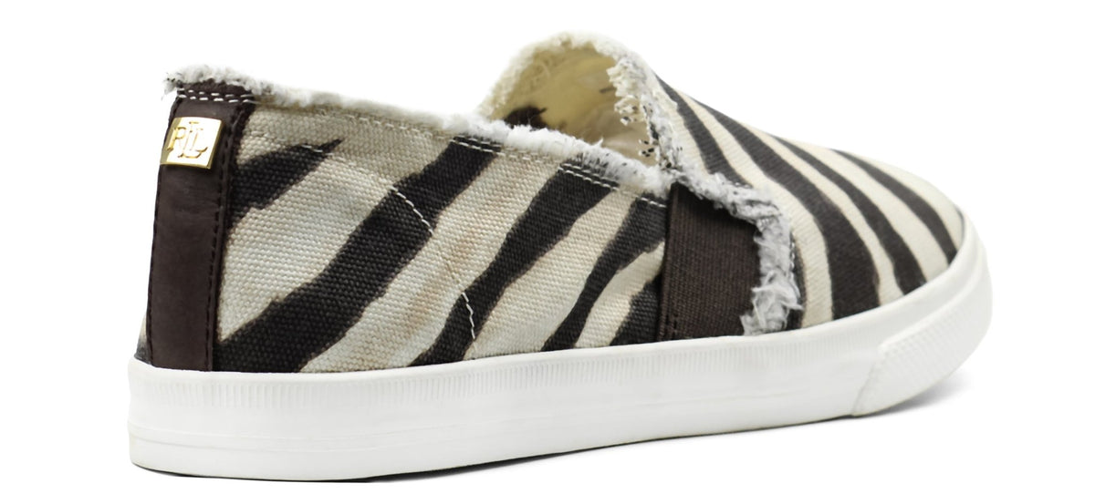 RALPH LAUREN Jinny Fray Faux-Leather Trainer — view 3